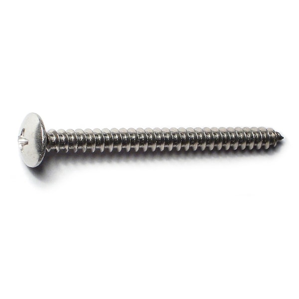 Midwest Fastener Sheet Metal Screw, #8 x 2 in, 18-8 Stainless Steel Truss Head Phillips Drive, 10 PK 33956 - main